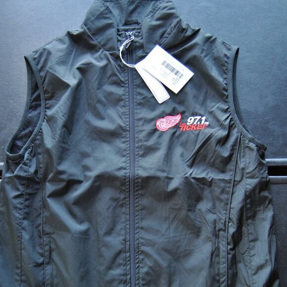 Detroit Red Wings Edition 97.1 FM The Ticket Medium Black Ladies Zip-up Vest - Picture 1 of 5